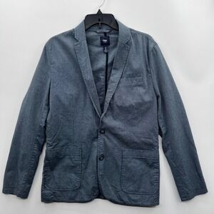 Gap Men's Casual Unstructured Cotton Blazer Navy Blue Two Button Jacket‎ Size S